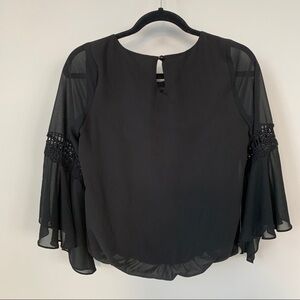 BCX Black Flowy Sleeves Top Size S 🌼